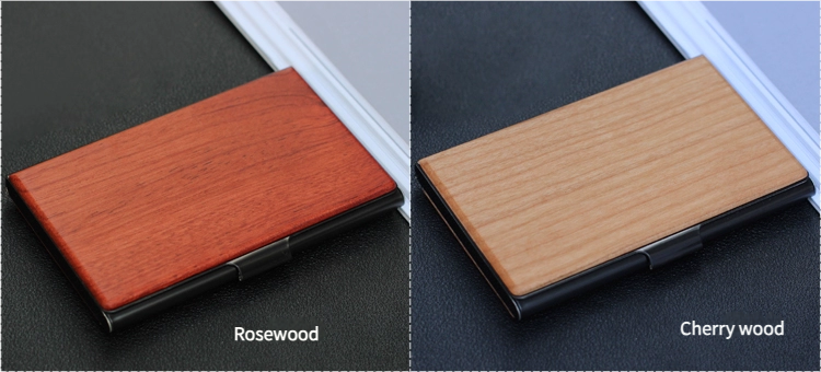 Men's Luxury Business Card Holder - Double Sided Solid Wood Case with Engraved Pattern (Large Capacity & Executive Gift Box)