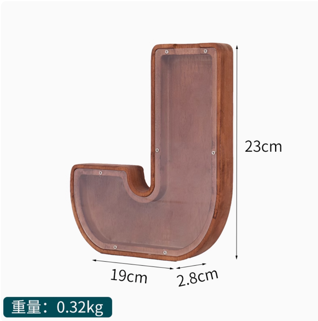 Internet Celebrity Solid Wood 2025 New English Letter Coffee Bean Storage Box Transparent Cartoon Ornament Coin Storage Box