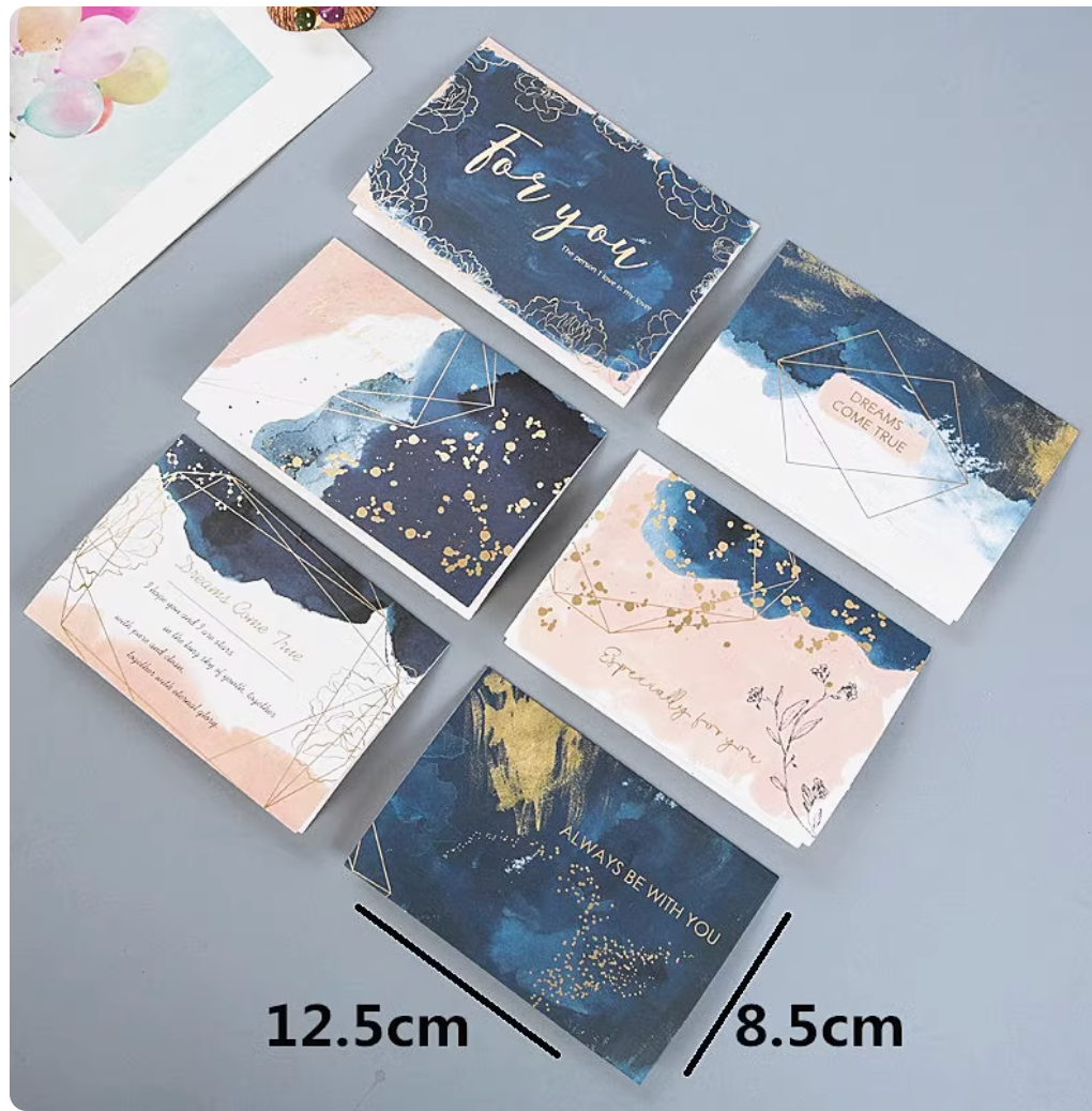 Korean Minimalist Wooden Cards - Laser Carved Greeting Set (Birthday/Thank You/Holiday) with Envelopes