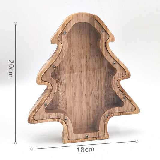 Wooden Piggy Bank, Money Box, Piggy Bank Ornament, Cartoon Transparent Gift, Christmas Tree, New Year'S Money