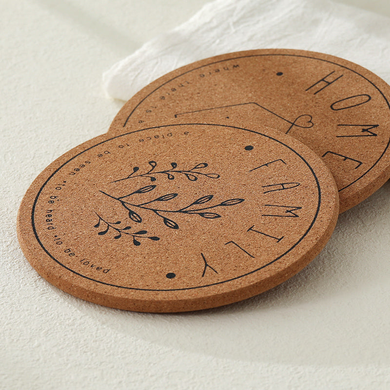 Minimalist Cork Table Protectors - Natural Wood Look Placemats for Dining Table (Set of 3 Sizes)