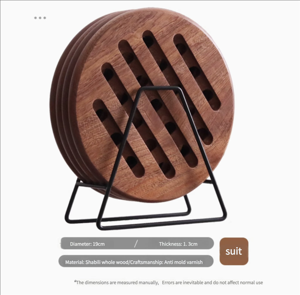 Large Solid Wood Chinese Style Insulation Mat, Household Pot Mat, Dining Table Mat, Wooden Heat-Resistant Kitchen Mat, Plate Mat