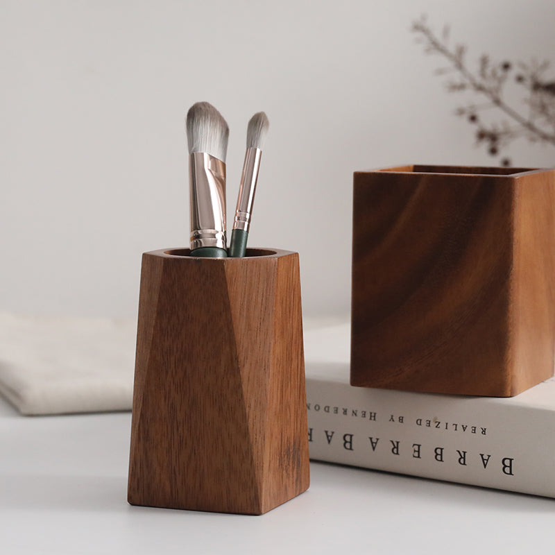 Solid Wood Pen Holder, Multifunctional Wooden Pen Holder Storage Box, Desktop Creative, Fashionable, Cute Decoration, Walnut Stationery