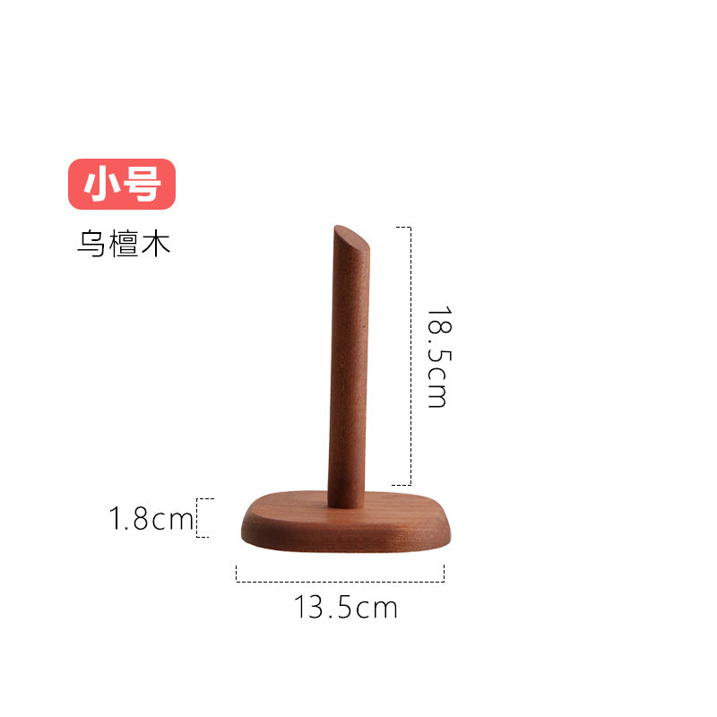 Upright Ebony Tissue Holder, Kitchen Countertop Roll Paper Storage Rack, Storage Rack, Bar Counter, Solid Wood Roll Paper Holder, No Punching Required