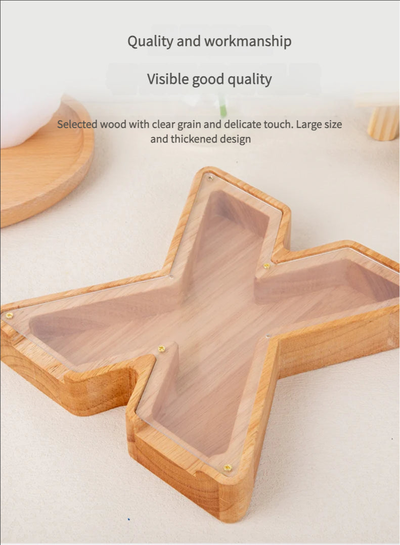 Large Internet Celebrity Wooden English Letter Piggy Bank, Solid Wood Transparent Piggy Bank, Coin And Change Storage Box