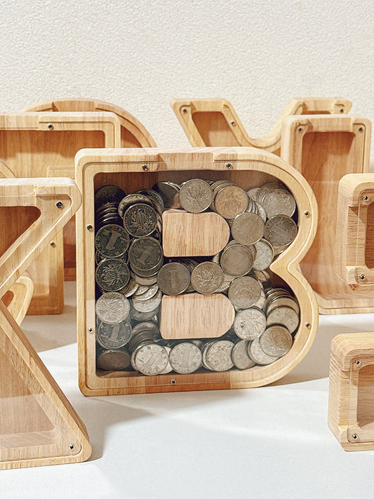 Internet Celebrity Wooden Letter Piggy Bank Piggy Bank Coin Change Storage Box Ornament Birthday Gift