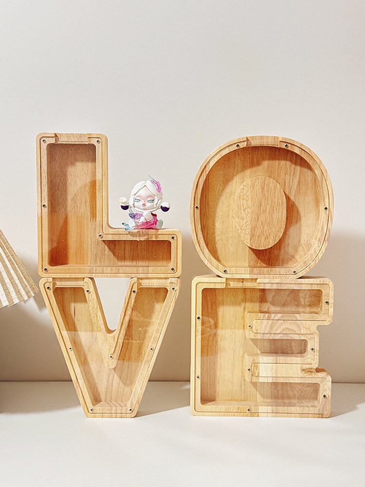 Internet Celebrity Wooden Letter Piggy Bank Piggy Bank Coin Change Storage Box Ornament Birthday Gift