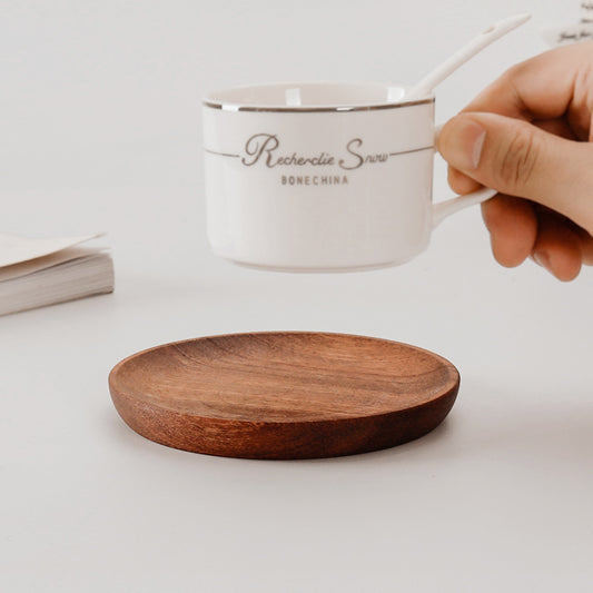 Solid Wood Coaster, Ebony Insulation Mat, Heat-Resistant Dining Mat, Wooden Tea Cup Mat, Cup Holder, Japanese Style Wooden Mat