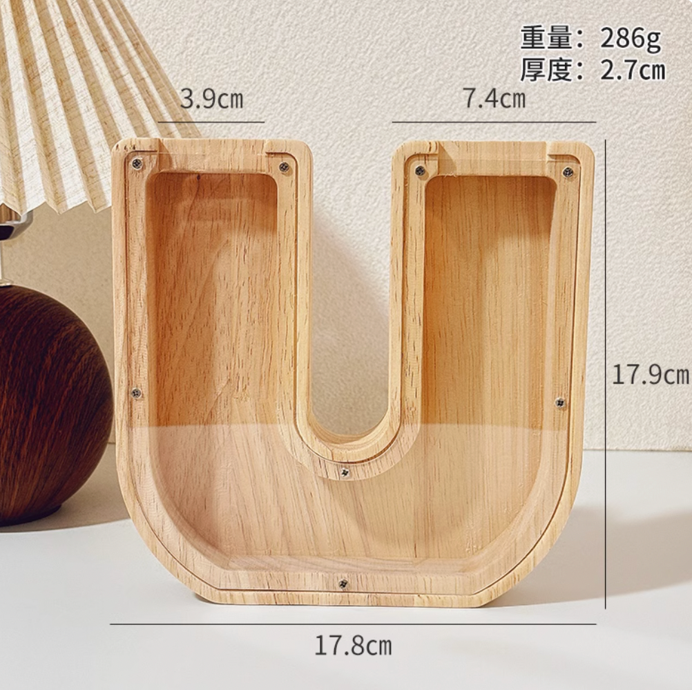 Internet Celebrity Wooden Letter Piggy Bank Piggy Bank Coin Change Storage Box Ornament Birthday Gift