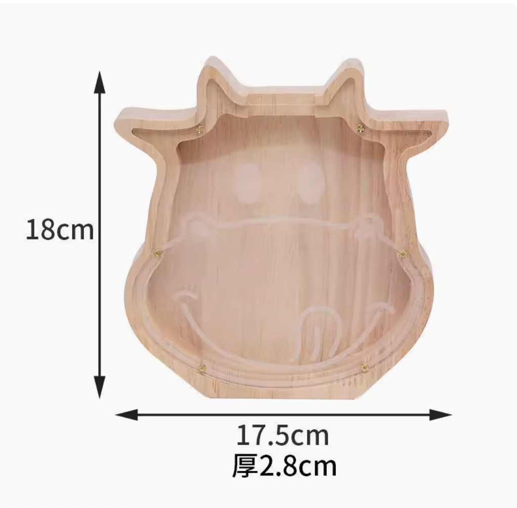 Solid Wood Piggy Bank With Twelve Zodiac Signs, Transparent Acrylic, Not Recommended, Can Only Enter But Not Exit. Savings Piggy Bank 2025 New Model