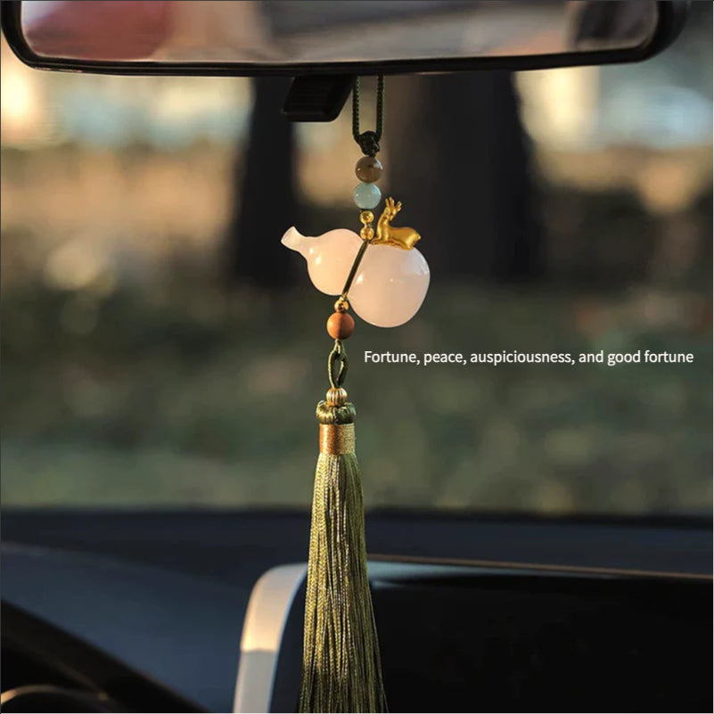 Walnut Deer Ping An Car Pendant for Men and Women, Car Interior Hanging Pendant, Rearview Mirror Cute Creative Gift