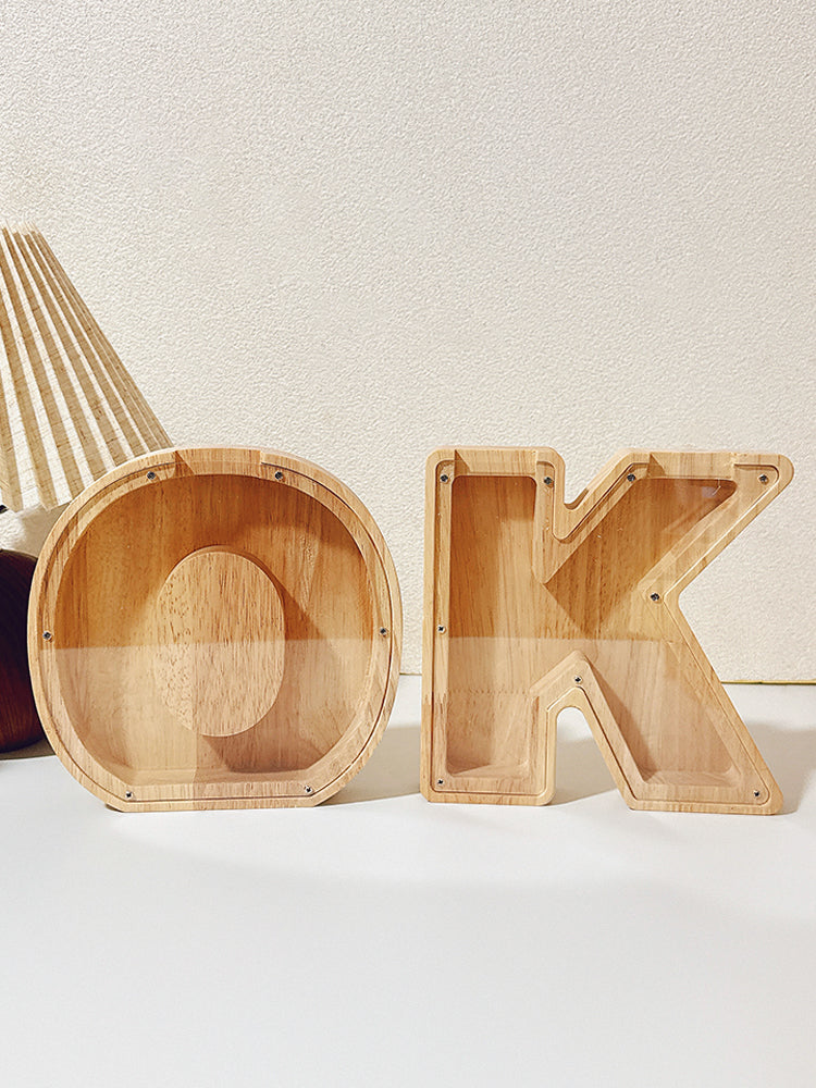 Internet Celebrity Wooden Letter Piggy Bank Piggy Bank Coin Change Storage Box Ornament Birthday Gift