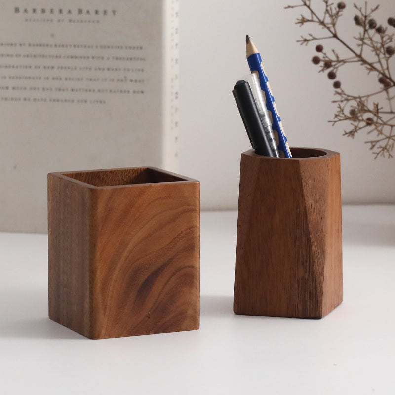 Solid Wood Pen Holder, Multifunctional Wooden Pen Holder Storage Box, Desktop Creative, Fashionable, Cute Decoration, Walnut Stationery