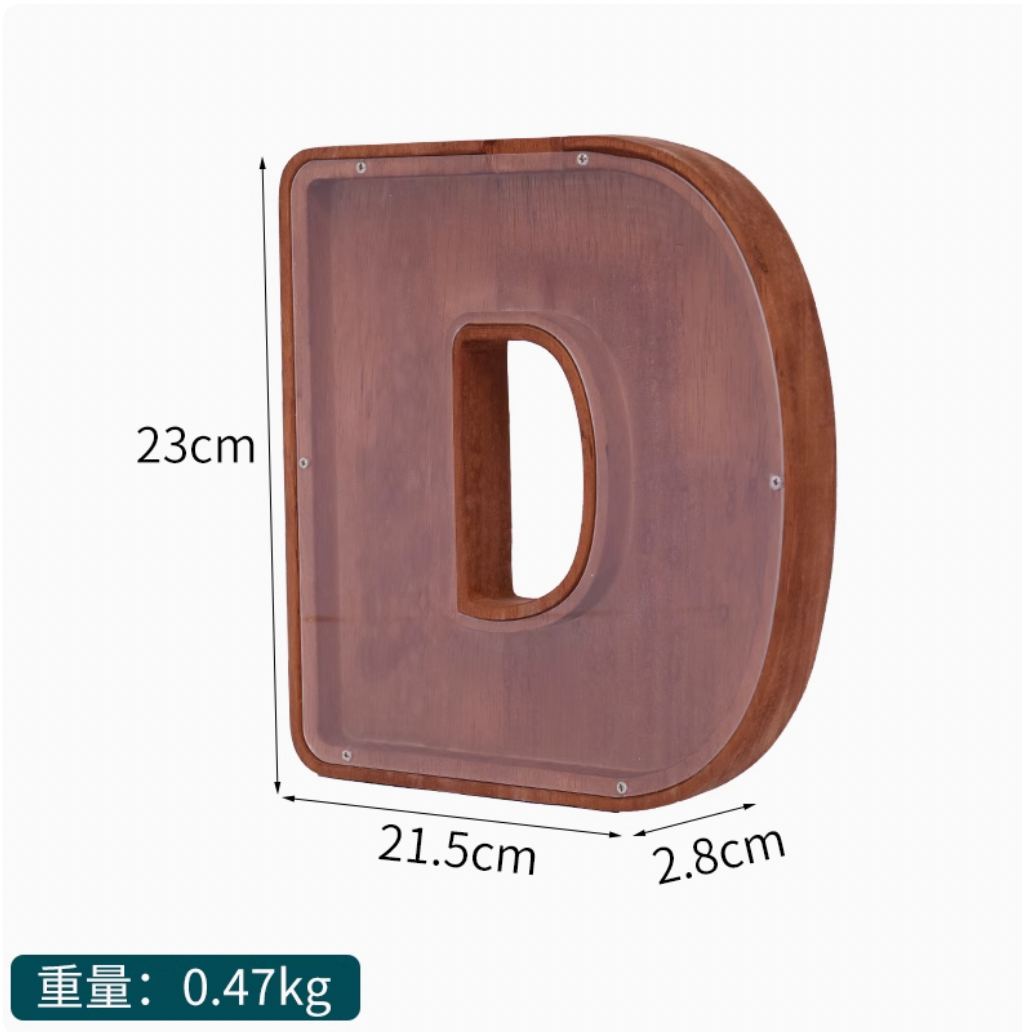 Internet Celebrity Solid Wood 2025 New English Letter Coffee Bean Storage Box Transparent Cartoon Ornament Coin Storage Box