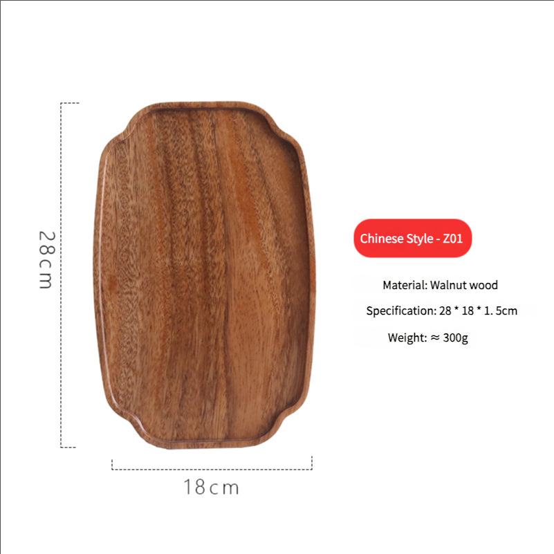 Walnut Wood Tray Tea Tray Dim Sum Tray Rectangular Tea Cup Storage Household Tea Cup Tea Serving Fruit Tray Wood Tray