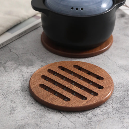 Large Solid Wood Chinese Style Insulation Mat, Household Pot Mat, Dining Table Mat, Wooden Heat-Resistant Kitchen Mat, Plate Mat