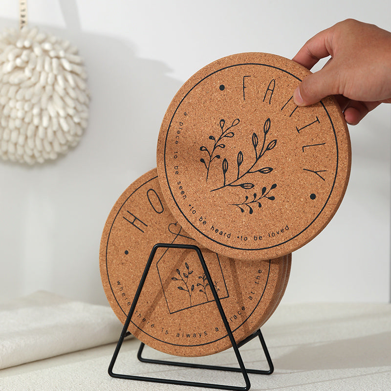 Minimalist Cork Table Protectors - Natural Wood Look Placemats for Dining Table (Set of 3 Sizes)