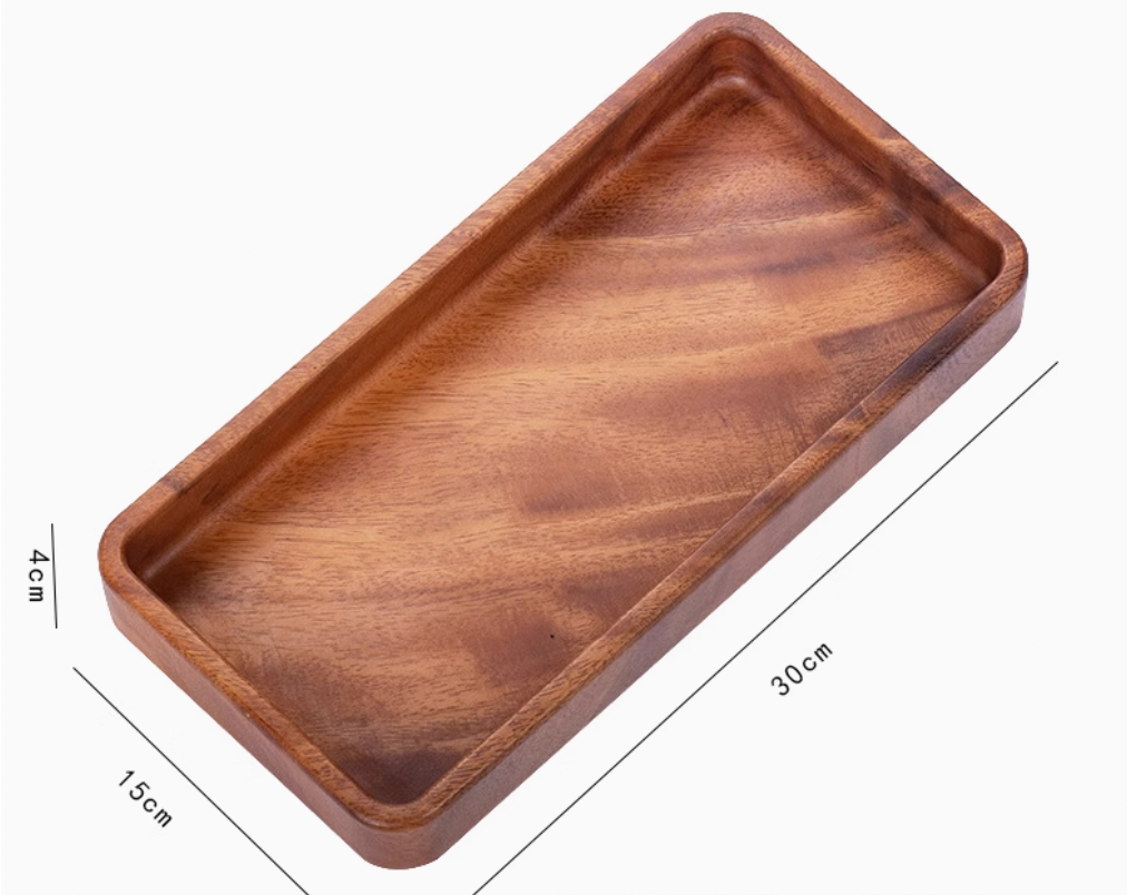 Luxury Walnut Serving Set - 4-in-1 Square Tray for Dim Sum/Nuts/Dried Fruits (Handcrafted Wood Grain)
