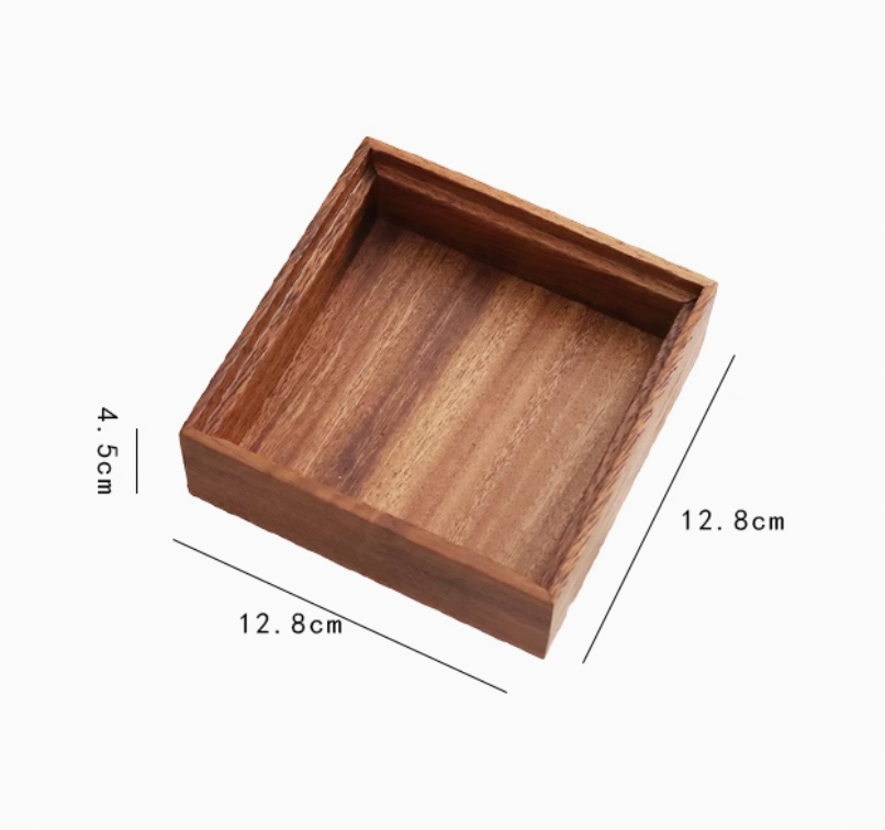 Walnut wood Dim sum tray Pastry nut square bowl Dried fruit tray Storage box Solid wood fruit tray Wood plate