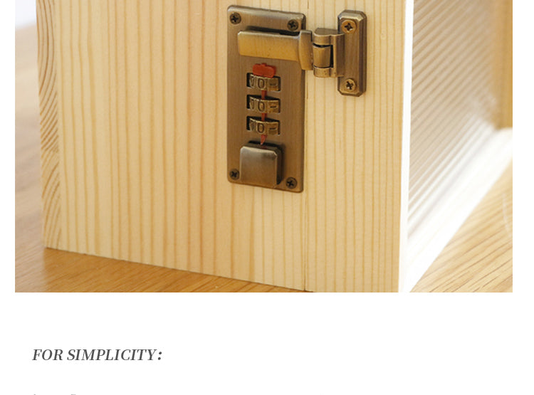 Solid Wood Transparent Tape Password Lock Piggy Bank Storage Box New Year'S Money Children'S Piggy Bank With Only In/Out Function