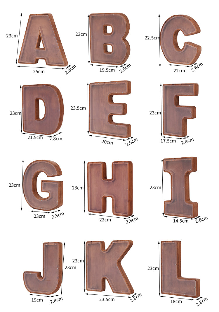 Internet Celebrity Solid Wood 2025 New English Letter Coffee Bean Storage Box Transparent Cartoon Ornament Coin Storage Box