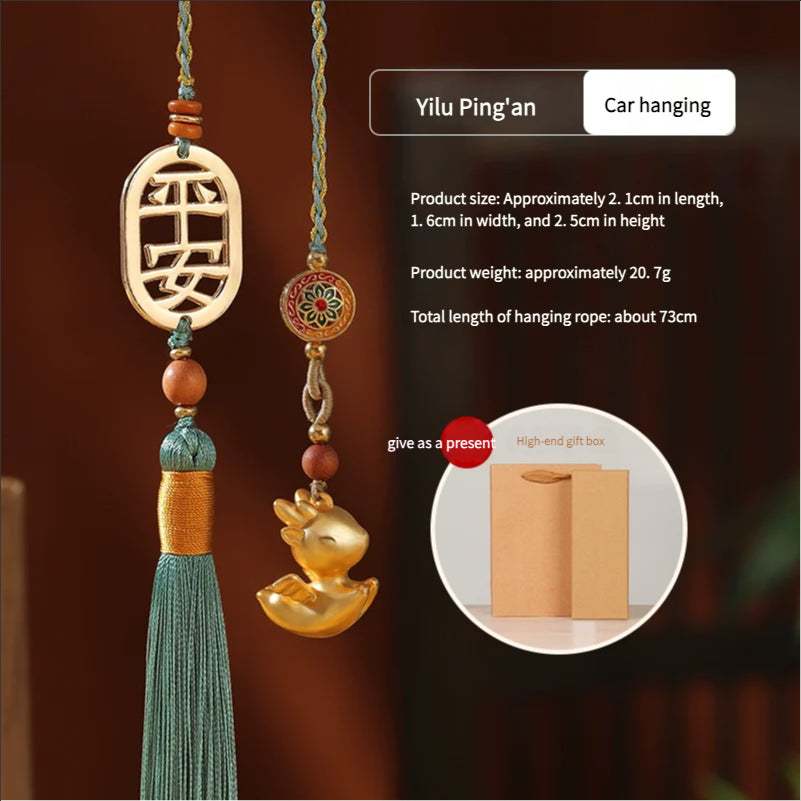 Luxury Black Walnut Car Charm - Handcrafted Deer Shape Hanging Ornament for BMW/Mercedes (Feng Shui Protection Pendant)