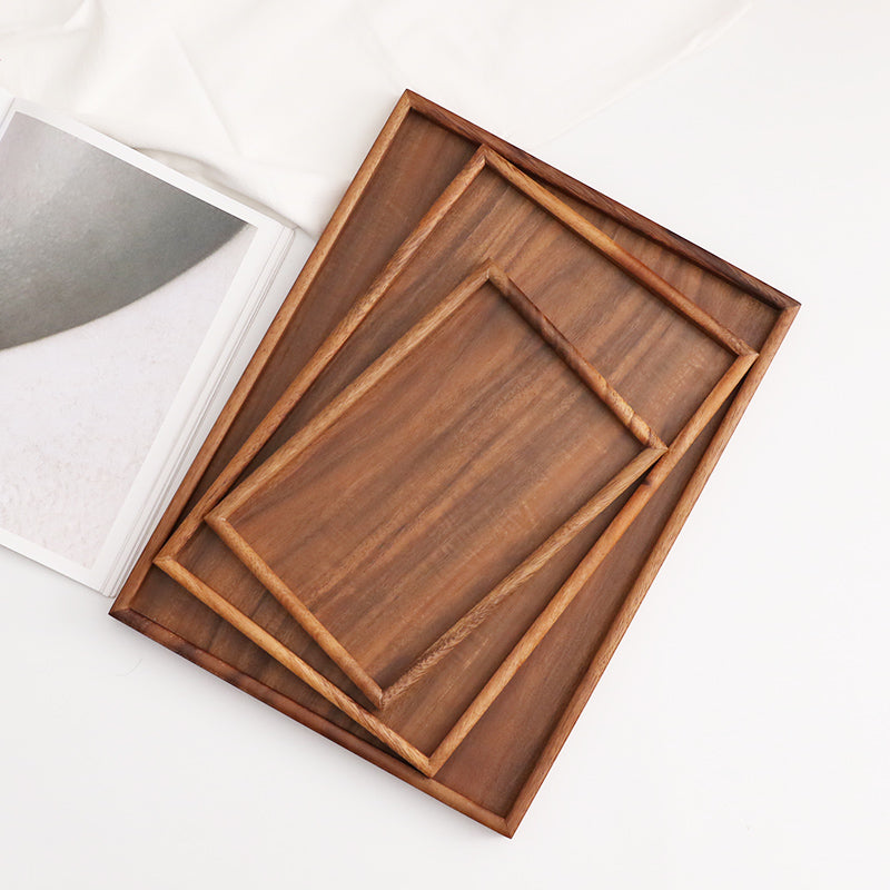 Mid-Century Modern Serving Board - Rectangular Walnut Platter for Brunch/Cheese/Wine Pairing