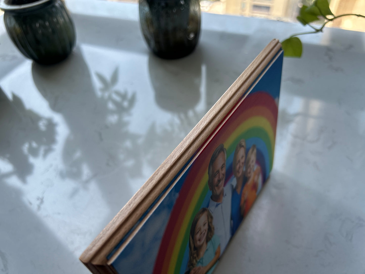 Personalized Wood Photo Frame - Laser Engraved & Direct Printing Gift for Anniversaries/Birthdays (Cherish Memories in Solid Oak)