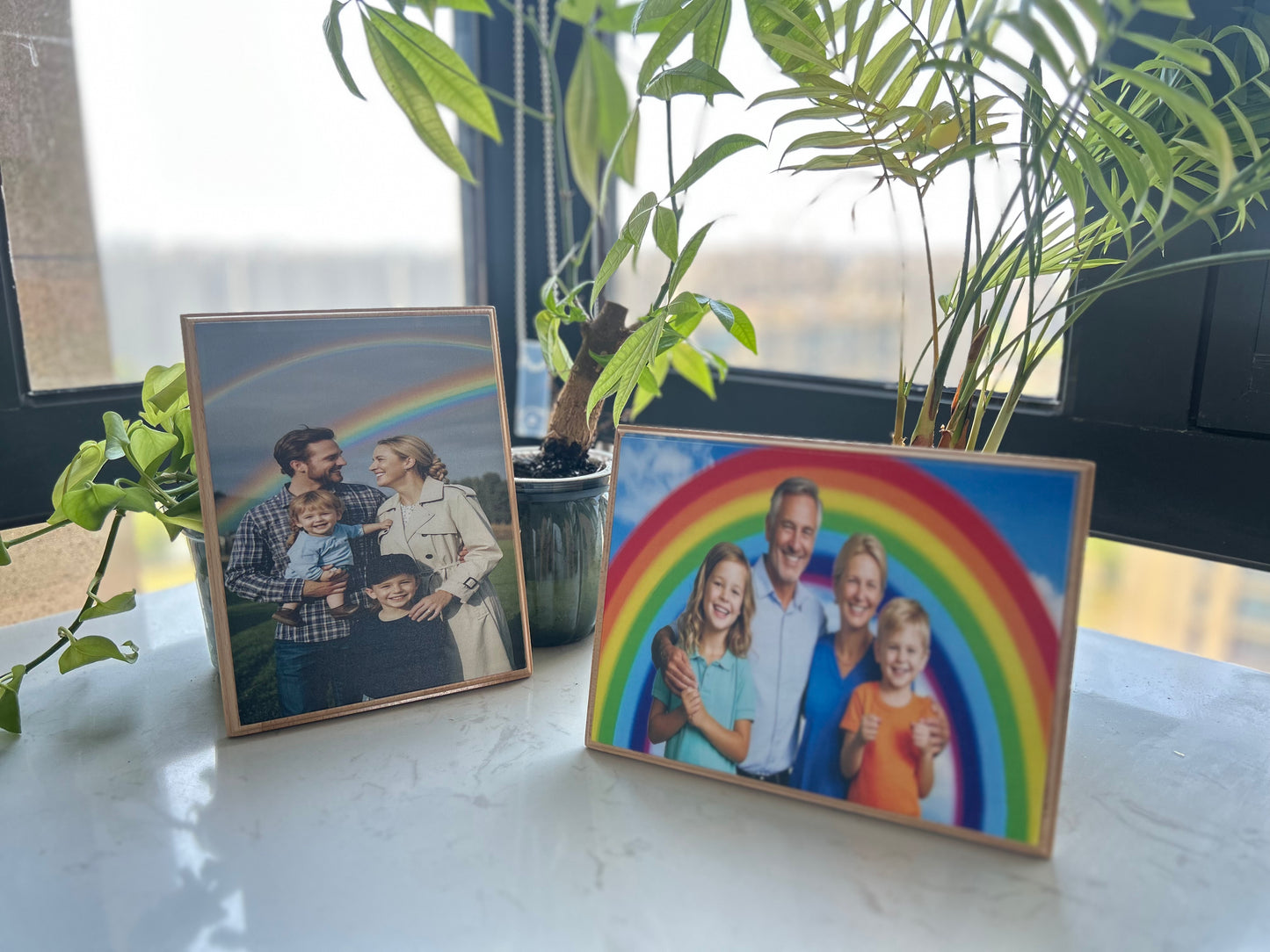 Personalized Wood Photo Frame - Laser Engraved & Direct Printing Gift for Anniversaries/Birthdays (Cherish Memories in Solid Oak)