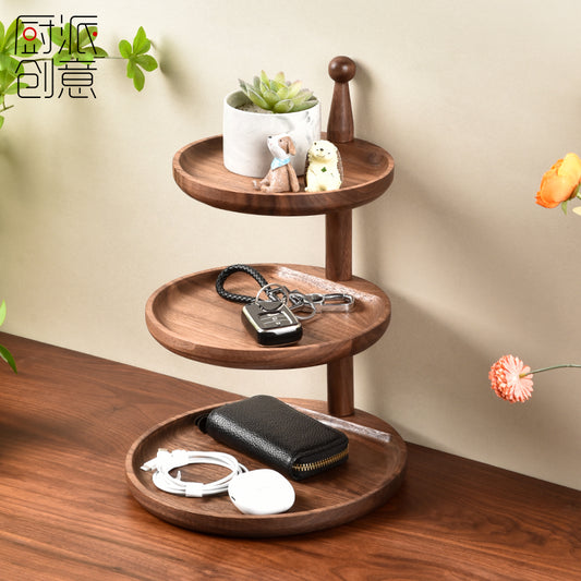 Modern Key Holder Wall Mount - Solid Wood Multi-Layer Organizer with Brass Hooks | Entryway Decor & Small Item Storage Solution