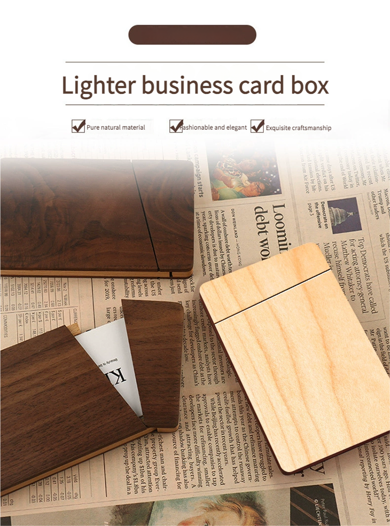 Premium Black Walnut Business Card Holder - Handcrafted Solid Wood Executive Case with Laser Engraving (Luxury Corporate Gift & Men's Office Accessory)
