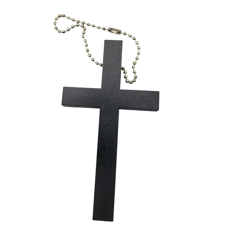 Handcrafted Wooden Cross Pendant - Spiritual Wall Decor with Beaded Base - Natural Carving Home Ornament Gift