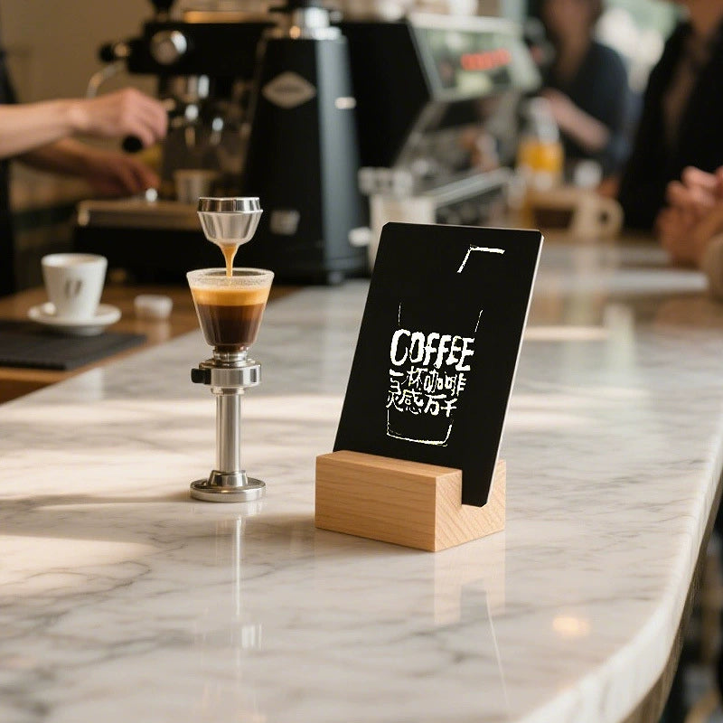 Handcrafted Solid Wood Business Card Holder – Multi-Functional Office Desk Organizer for Notes, Photos & Small Chalkboard (Black Walnut, Minimalist Home Decor)