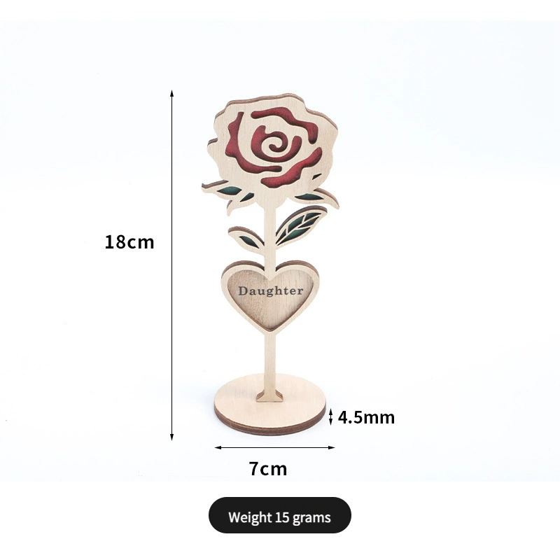 2025 Premium Wooden Rose Stand - Elegant Table Ornament, Handmade Wood Craft for Mother's Day & Festivals (Eco-Friendly Gift Decor)