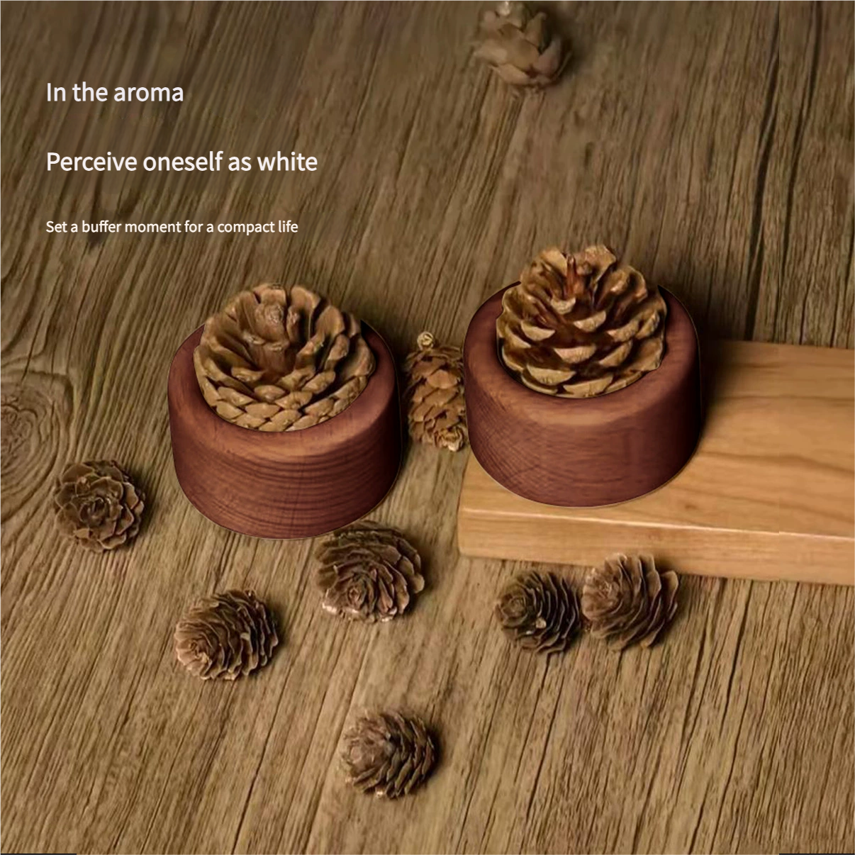 Natural Pinecone & Beech Wood Essential Oil Diffuser – Fire-Free Aromatherapy Decor for Home/Car (Eco-Friendly, Handmade, Reusable Fragrance Enhancer)