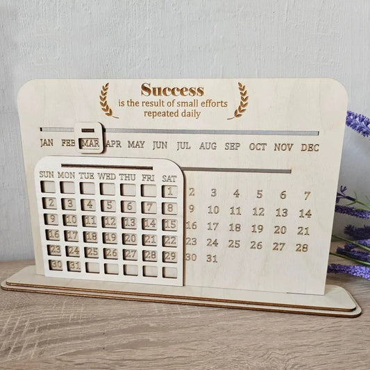 Handmade Wooden DIY Calendar - Customizable Home Decor & Desk Organizer (Eco-Friendly Gift, Natural Craftsmanship, Perfect for Office/Home)