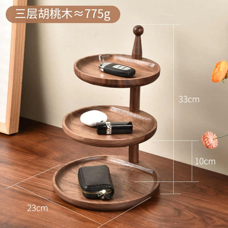 Modern Key Holder Wall Mount - Solid Wood Multi-Layer Organizer with Brass Hooks | Entryway Decor & Small Item Storage Solution