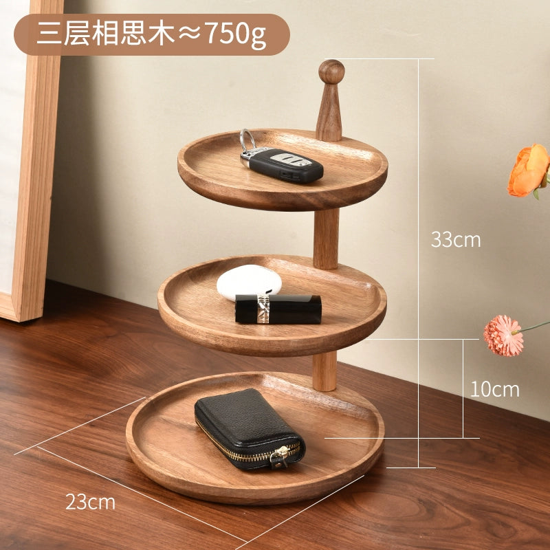 Entrance Key Storage Solid Wood Ornaments Multi-Layer Storage Rack Desktop Miscellaneous Storage Rack