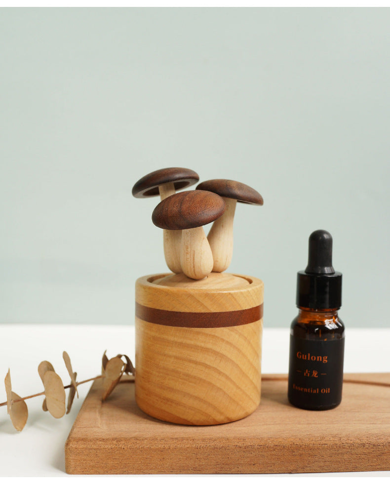Wooden Mushroom Aroma Diffuser - Essential Oil Diffuser for Home & Office, Handmade Wooden Aromatherapy Gift (Healing Series, Festive Decor, Trendy Eco-Friendly Toy)