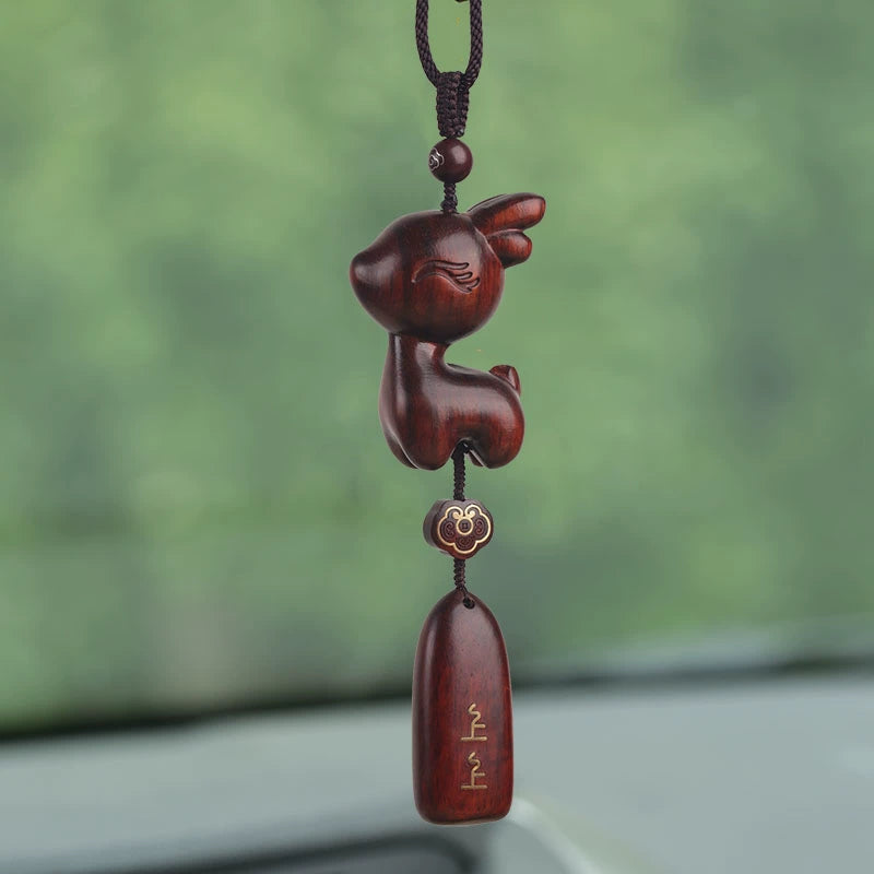 High End Rosewood Deer Car Pendant, Rearview Mirror Decoration, Men'S And Women'S Styles, Safe Journey, Auspicious Interior In The Car