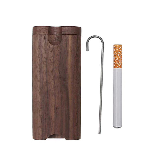 Luxury Black Walnut Cigarette Box - Auto Pop-Up Design with Aluminum Alloy Cleaning Rod (Elegant Storage Case & Smoking Accessories Gift)