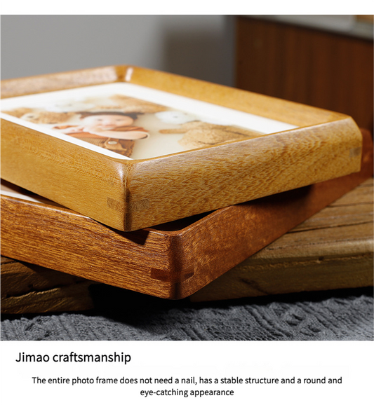 Handcrafted Solid Wood Photo Frame - 10 Inch Mortise & Tenon Couple Frame with Rounded Corners (Wall Hanging Art Display for Wedding/Home Decor)