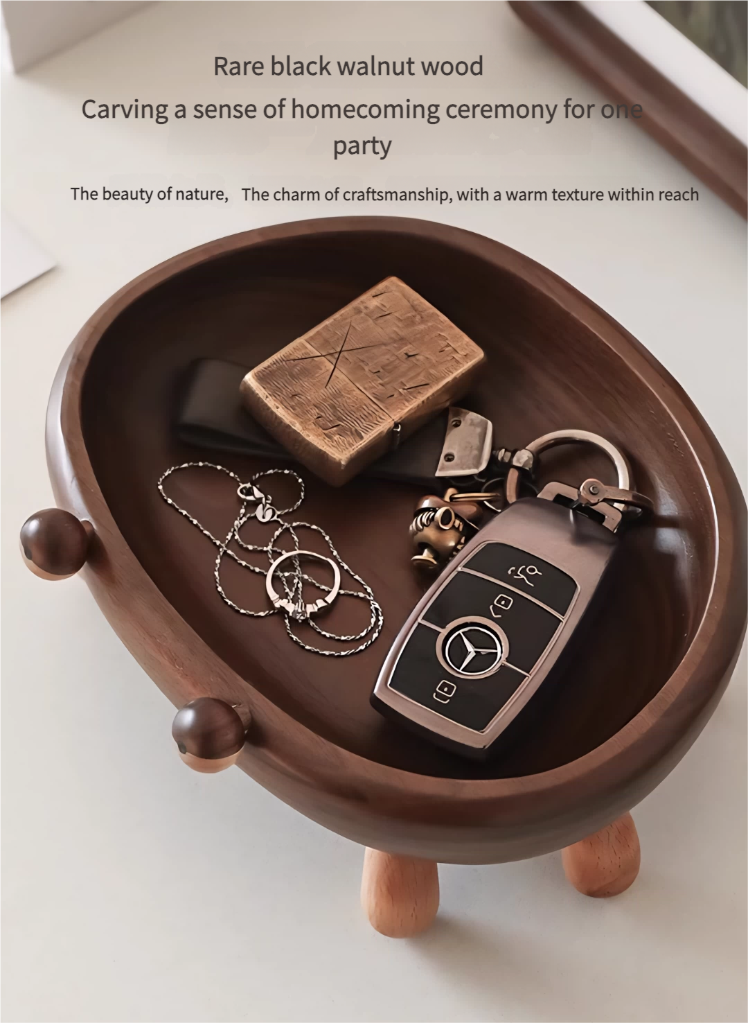 Solid Wood Key Holder & Entryway Organizer - Stylish Home Decor with Storage Tray, Perfect Housewarming Gift for New Home (Creative Design)