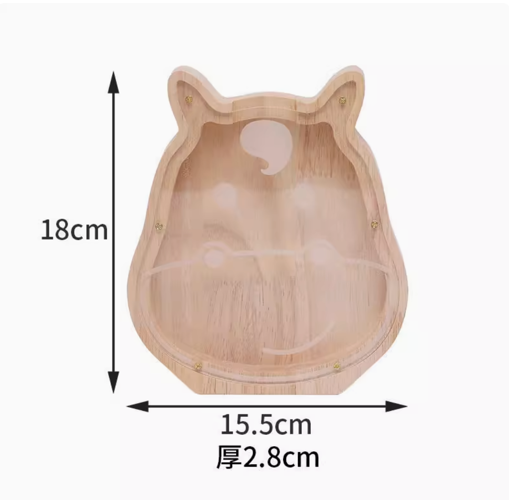 Solid Wood Piggy Bank With Twelve Zodiac Signs, Transparent Acrylic, Not Recommended, Can Only Enter But Not Exit. Savings Piggy Bank 2025 New Model