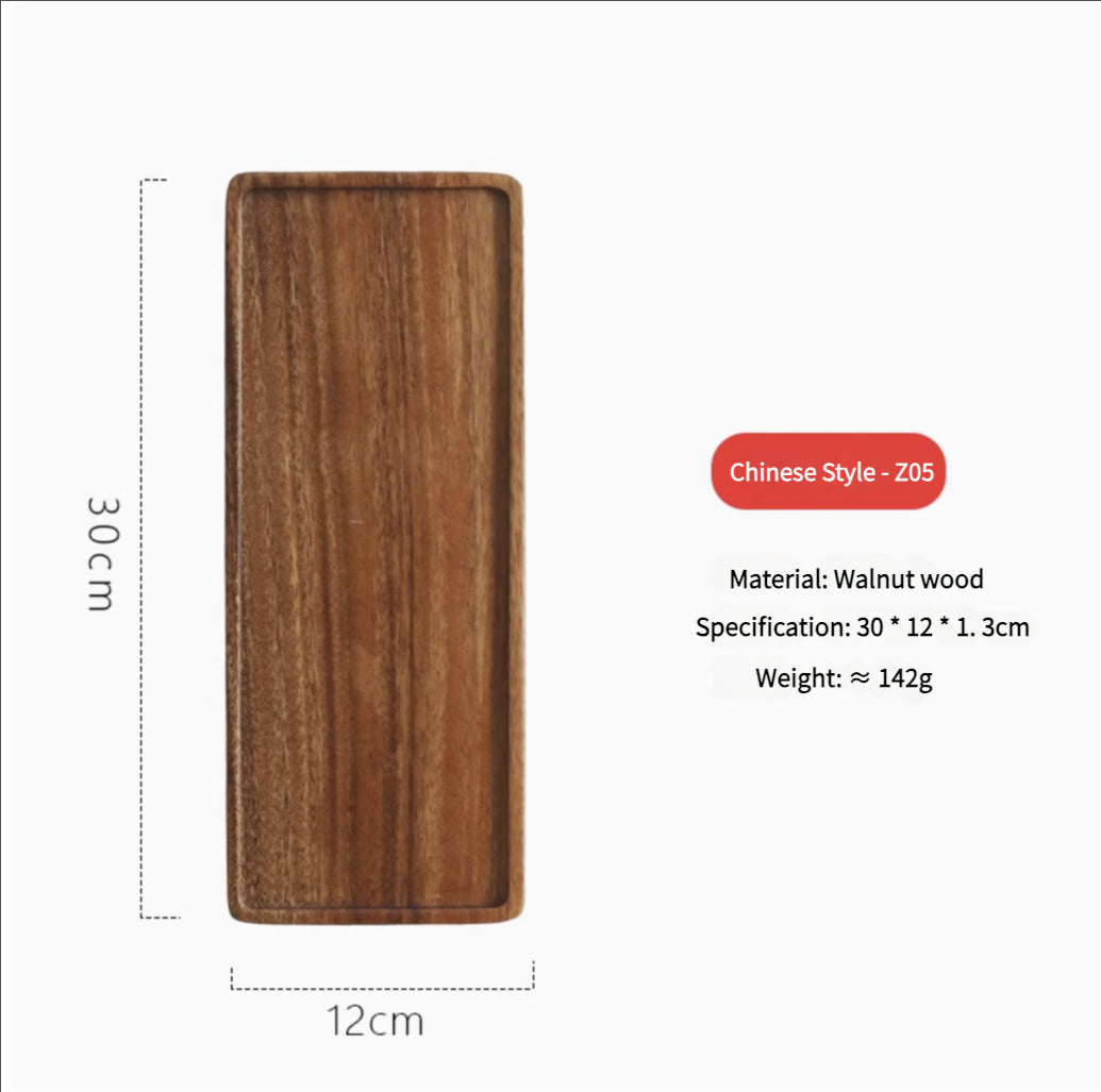 Walnut Wood Tray Tea Tray Dim Sum Tray Rectangular Tea Cup Storage Household Tea Cup Tea Serving Fruit Tray Wood Tray