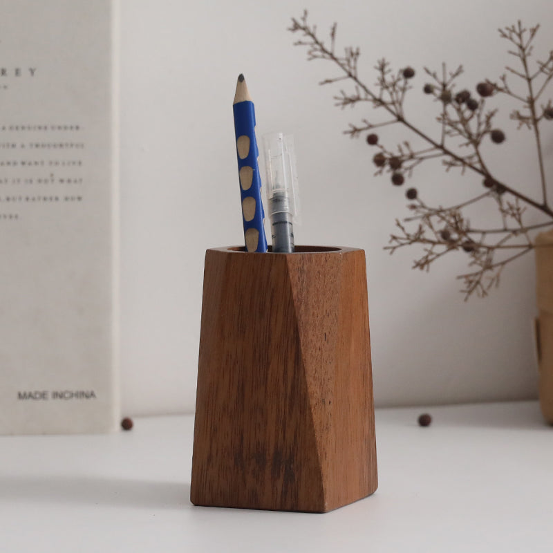 Solid Wood Pen Holder, Multifunctional Wooden Pen Holder Storage Box, Desktop Creative, Fashionable, Cute Decoration, Walnut Stationery