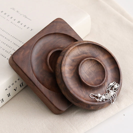 Artisan Walnut Jewelry Organizer - Rotating Bead Display Stand for Bracelet Crafting (with Non-Slip Base)