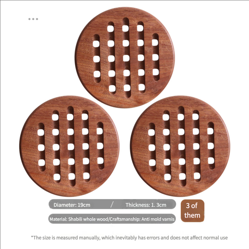 Large Solid Wood Chinese Style Insulation Mat, Household Pot Mat, Dining Table Mat, Wooden Heat-Resistant Kitchen Mat, Plate Mat