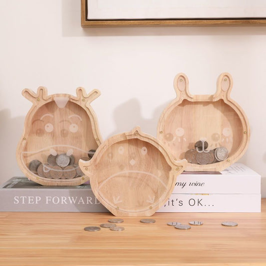 Solid Wood Piggy Bank With Twelve Zodiac Signs, Transparent Acrylic, Not Recommended, Can Only Enter But Not Exit. Savings Piggy Bank 2025 New Model
