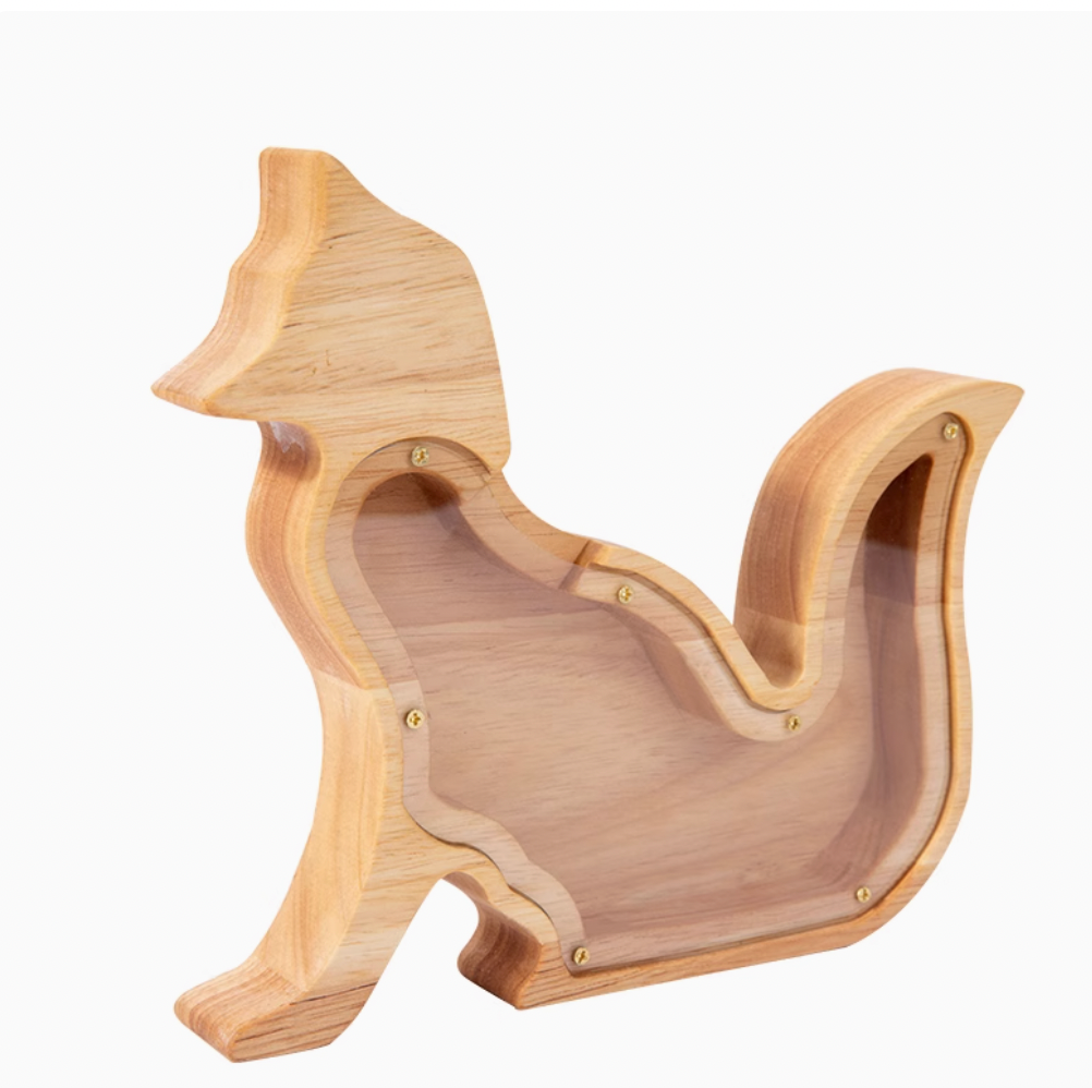 Animal Letter Piggy Bank Cartoon Wooden Rabbit Piggy Bank Internet Celebrity Creative Piggy Bank Ornament Transparent Gift To Celebrate The New Year